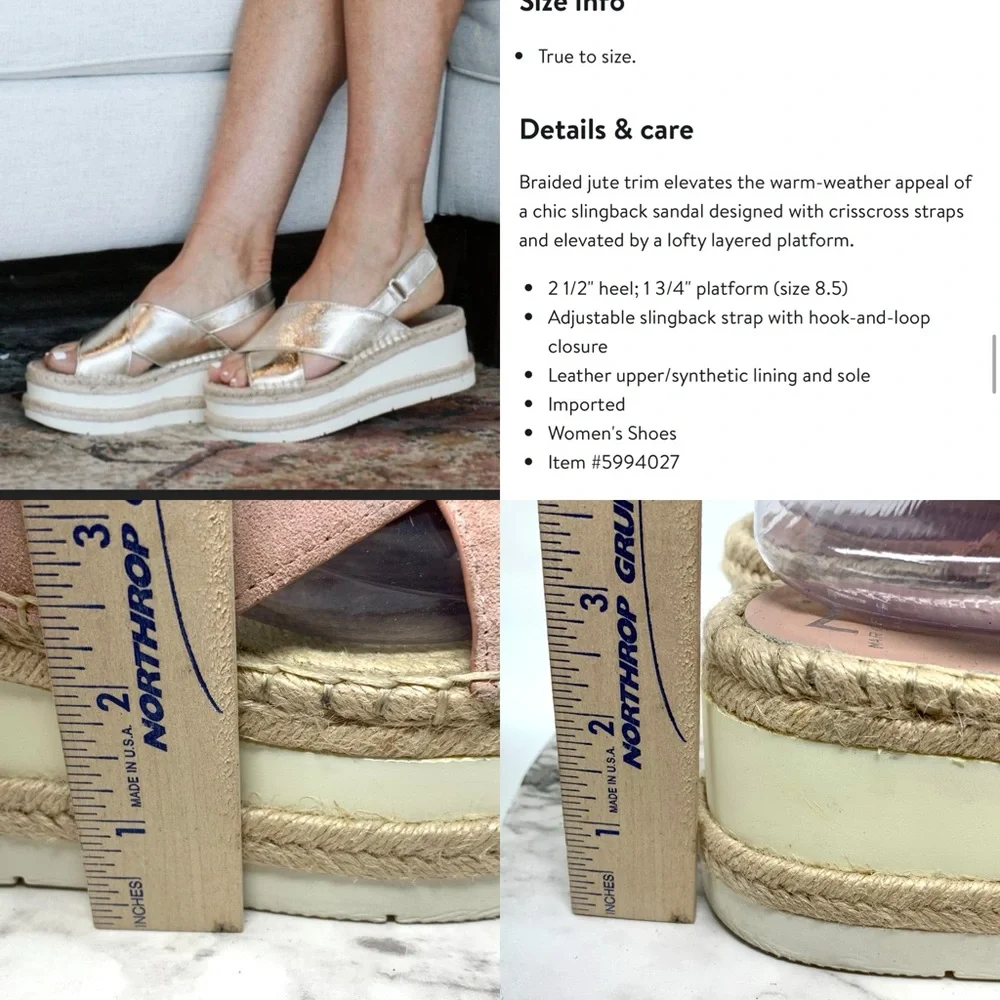 Marc Fisher Gandy Crossover Pink Suede Platform Espadrilles 8 Boho Coastal Chic